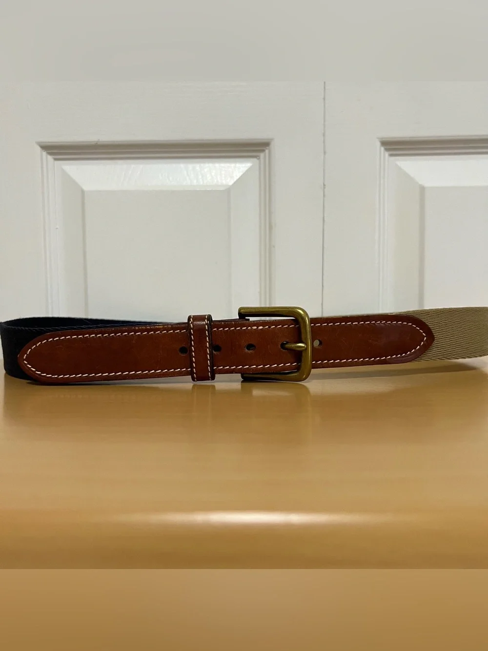 Vtg Tommy Hilfiger Authentic Surpus Style Khaki & Navy Surcingle Belt Sz 36 USA